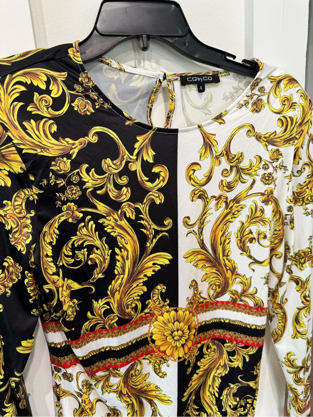 Versace-Inspired Black & White Baroque Print Bodysuit - Picture 3 of 7